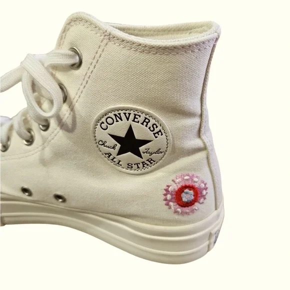 CONVERSE Chuck Taylor All Star Lift Platform Sneakers Floral Embroidery Sz 7.5 - Picture 9 of 12